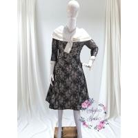 ราคา ชุดราตรี ชุดออกงานสั้นสีดำ-ขาว ผ้าลูกไม้ผสมผ้า Taffeta แขนยาว3/4 ส่วน (20734721760)