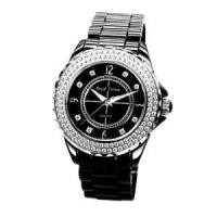 ราคา Royal Crown นาฬิกาสำหรับสตรี สายเซรามิค ประดับเพชร cz อย่างดี รุ่น 3821L-bl (สี Black ) (6260577532)