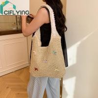 ราคา กระเป๋าสานฟางสตรี สไตล์วันหยุดลายลูกไม้ สีขาว (46452879007)