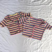 ราคา เสื้อครอปสายรุ้ง กระดุมหน้า (13621866690)