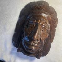 ราคา อินเดียแดงไม้แกะสลักตั้งหรืแขวนโชว์ขนาด12นิ้วงานไม้Handmade (41303216560)