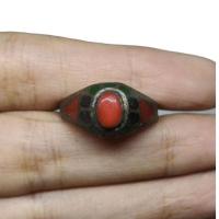 ราคา แหวนหินปะการัง แหวนโบราณ เงินเก่า ขนาด 59 Rare Unique Coral Ring Old Silver Size 59 or 9US Jewelry Vintage Ethnic Art (49200666735)