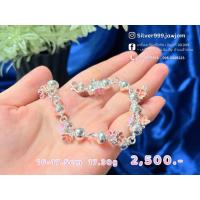ราคา เงินแท้99.99 สร้อยข้อมือประคำคั่นดอกไม้ ลงยา สีพาสเทล เงินสุโขทัย (29136866309)