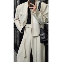 ราคา ชุดสูทผู้ชายฤดูใบไม้ร่วง แจ็คเก็ตทรงตรง พร้อมเข็มขัด และกางเกงสแลคผ้าม่าน สไตล์ล่าสุด (40924266807)