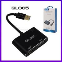 ราคา Glink GL-065 Video Adapter USB 3.0 TO VGA/HDMI ตัวแปลงสัญญาณ USB เป็น VGA+HDMI 1080P (25508125610)