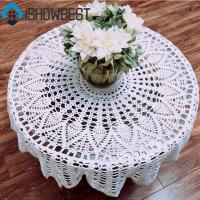 ราคา วินเทจคู่มือโครเชต์ดอกไม้สีขาวรอบลูกไม้ผ้าปูโต๊ะปกตารางนูน (27888050611)