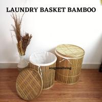 ราคา BAMBOO WOVEN LAUNDRY BASKET / BAMBOO LAUNDRY BASKET INNER BLACU FABRIC (24187469366)