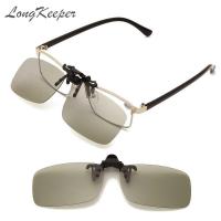 ราคา Polarized LongKeeper Photochromic Lenses Clip On Sunglasses Car Driver Goggles Anti-UV Sun Glasses Driving Eyewear (27204658823)