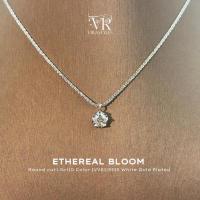 ราคา VRS.สร้อยคอเงิน92.5% ชุบทองคำขาวพร้อมจี้เพชร น้ำหนัก1.0 กะรัต Collection”Ethereal Bloom”Necklace (41459188422)
