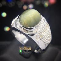 ราคา แหวนไพฑูรย์ แหวนเงินแท้ 92.5% ชุบทองคำขาว ประดับ พลอยไพฑูรย์แท้ (พลอยแท้หายาก) ตกแต่ง เพชร Swiss YT (29814457823)