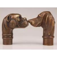 ราคา 2PC Vintage Old Bronze statues Dog Cane Walking Stick Head Handle Accessorie (43227127653)