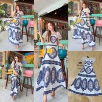 ราคา ป้าย Lady sunshine เดรสลายแจกัน เสื้อคอซีทรูแต่งลูกไม้แขนตุ๊กตาพองๆ กระโปรงยาวพริ้วๆสวยมาก ใส่ออกงาน (15091396791)