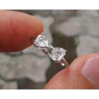 ราคา PYBeautyร้านนี้ขายแต่ของแท้ค่ะแหวนเงิน 925 Sterling silver ฝังพลอยเพทายขาวหัวใจ (Natural White Zircon) 2 เม็ด 1.40 กะรัต (2307623192)
