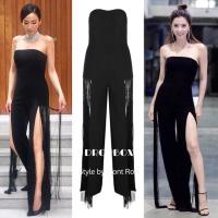 ราคา จั้มสูทเกาะอกขายาวสีดำ (1343958878)