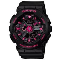 ราคา Casio Baby-G นาฬิกาข้อมือผู้หญิง สายเรซิ่น รุ่น BA-111,BA-111-1A - สีดำ/ชมพู (283187502)