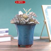 ราคา SETH สไตล์จีนบอนไซหม้อ Breathable สโตนแวร์บอนไซหม้อหลุมกระถางดอกไม้ Vary (49503426260)
