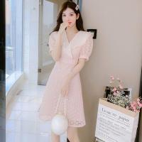 ราคา มินิเดรสทรงเบลเซอร์ลูกไม้สีชมพู (ซักเก็บ)#สาวหวาน#ผ้าแก้ว#ลูกไม้#แขนตุ๊กตา#พาสเทล#ยกไหล่ (28859358890)