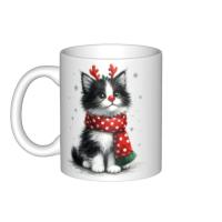 ราคา MERAH แก้วกาแฟคริสต์มาสแมวกวางสีเขียวน่ารักและผ้าพันคอสีแดงในพื้นหลังหิมะ (44753863280)