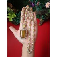 ราคา สร้อยคอแก้วไหมทอง ตัวเรือนเงินแท้ (16382405228)