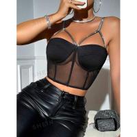 ราคา เสื้อสายเดี่ยวสีxดำซีทรูแต่งสายกากเพชร (29076941428)