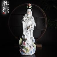 ราคา (มีพร้อมจัดส่ง) ราคาพิเศษ เจ้าแม่กวนอิมยืน ประทับมังกร งานกระเบื้องเซรามิก สูง 18 นิ้ว งานแต้จิ๋ว (งานปังโคย) (8252716932)