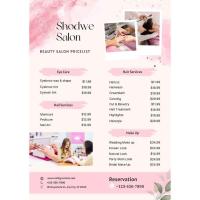 ราคา ป้ายร้านเสริมสวย A4 เคลือบแข็ง/พลาสวูดA4,A3 3 มิล ทักแชทก่อนกดสั่ง(สามารถแก้ไขรายการเมนูได้) (47152371220)