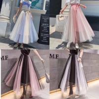 ราคา KIM กระโปรงผ้ามุ้งเกาหลี​ ทูโทน เอวแต่งโบว์​สม็อก​ 26-40" สะโพก48" ยาว34" ผ้​ มีซับด้านใน​ไม่บางครบสี (16473346890)