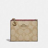 ราคา Coach snap wallet in signature canvas khaki สีชมพูอ่อน (20224635656)