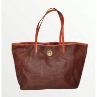 ราคา กระเป๋า Etro แบรนด์แท้ ทรง tote bag สีน้ำตาลขอบส้ม (15333979929)