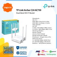 ราคา Tp-link Archer C24 AC750 เราเตอร์ Wi-Fi ดูอัลแบนด์ (43505827142)
