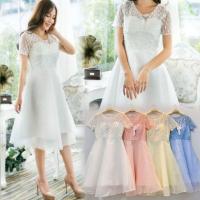ราคา ชุดราตรีสีขาวออกงาน!!! อก34-40 Dress ราตรีสีฟ้า,ราตรีสีโอรสผ้าปักลูกไม้และมุก งานป้าย Love Love (5016561569)