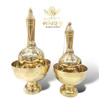 ราคา กรวดน้ำทองเหลืองแท้ ที่กรวดน้ำ หยาดน้ำ ทองเหลือง ขนาด 8/10 cm(เล็ก/ใหญ่) งานทองเหลืองแท้ #ทองเหลือง #กรวดน้ำ #ขวดน้ำ (12416044533)