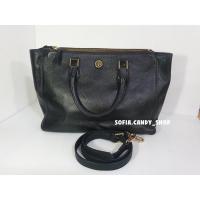 ราคา Tory Burch กระเป๋าถือทอรี่ หนังแท้ สีดำ ใบใหญ่ ของแท้ ❗️ TORY BURCH LARGE BLACK TEXTURED LEATHER (10754998636)