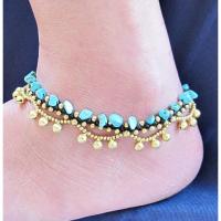 ราคา สร้อข้อเท้าโบฮีเมี่ยน กระพรวนทองเหลือง หินเทอร์คอยซ์(Turquoise) คนเกิดวันศุกร์ หินมงคลนำความมั่งคั่งร่ำรวยมาให้ สวยปัง (11206280957)