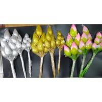 ราคา ดอกบัว ดอกบัว เงินทอง ดอกบัวก้าน ดอกบัวช่อ ขายยกช่อ6ดอก ดอกไม้ปลอม (3748670230)