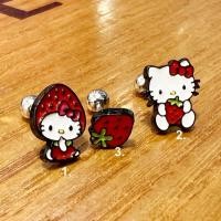 ราคา Sanrio ต่างหูเหล็ก รูปสตรอเบอร์รี่ Hello Kitty เจาะหู (23185283181)