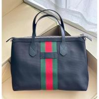 ราคา New NEW Gucci Black Web Stripe Top Handle Canvas Tote Shoulder Bag Size 35 x 25 x 14 Cm อปก .กล่อง บุ้ค ถุงผ้า (42061805635)