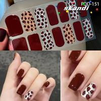 ราคา SKANDI แผ่นแปะเล็บ, 14Strips Full Cover Gel Nail Stickers, Easy To Removal Semi Cured Floristic Gel Nail Polish Strips DIY Nail Art Making (43977599962)