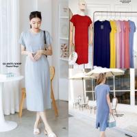 ราคา Gi-ants เดรสคอกลมตัวยาวผ่าหลัง​ ผ้าเรย่อน T-Shirtnista (GIAA5F) (14447934524)