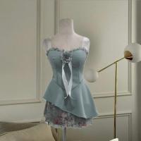 ราคา Piper set ชุดเซต เสื้อเกาะอกแต่งโบว์ปลายเฉียง และกระโปรงลายดอก (28954169567)