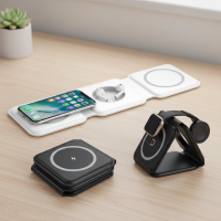 ราคา ขาตั้งแท่นชาร์จไร้สาย 3-in-1 พับได้ สําหรับ iPhone, AirPods, iWatch - แผ่นรองชาร์จเร็ว (50250150044)