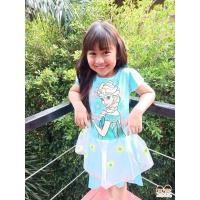 ราคา ชุดเดรสกระโปรงลายดอกไม้ แขนสั้น สีฟ้า ลายเจ้าหญิงเอลซ่า ดิสนีย์แท้ ลิขสิทธิ์แท้ (สำหรับเด็ก4-6-8-10 ปี) (1593151188)