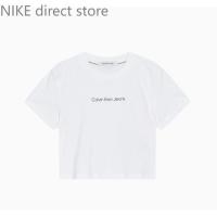 ราคา High quality[CALVIN KLEIN JEANS] W Regular Fit Cropped Logo Short Sleeve T-Shirt (27406282831)