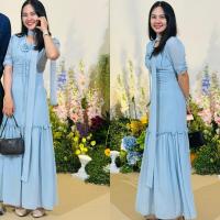 ราคา ชุดเดรส choker เข็มกลัดดอกไม้ สีฟ้า สวยมาก merida dress size XS มือสอง ส่งต่อ (44009663701)