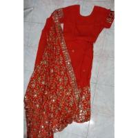 ราคา ชุดส่าหรี/ชุดอินเดีย สีแดงทั้งชุด (10550890452)