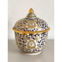 ราคา โถชั้น งานกระเบื้องเบญจรงค์ งานเก่า งานสะสม งดงาม ทรงคุณค่า ขนาด 5.5 x 4.25 นิ้ว (54753034279)