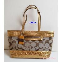 ราคา Coach 18676 poppy signature tote khaki/gold ของแท้ พร้อมส่ง ราคาพิเศษ (1994212416)