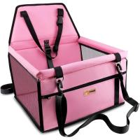 ราคา Petbobi Pet Reinforce Car Booster Seat for Dog Cat Portable and Breathable Bag with Seat Belt Dog Carrier Safety Stable for Travel Look Out, with Clip on Leash with PVC Tube, Pink K (55753167784)