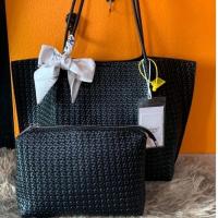 ราคา กระเป๋าช้อปปิ้งลายสานสีดำพร้อมใบลูก (46651006101)