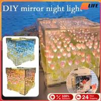 ราคา เก็บเงินปลายทาง!โคมไฟกระจกทิวลิป LED สามมิติ แฮนด์เมด DIY สวยมาก โคมไฟดอกไม้ตั้งโต๊ะ (41677078319)